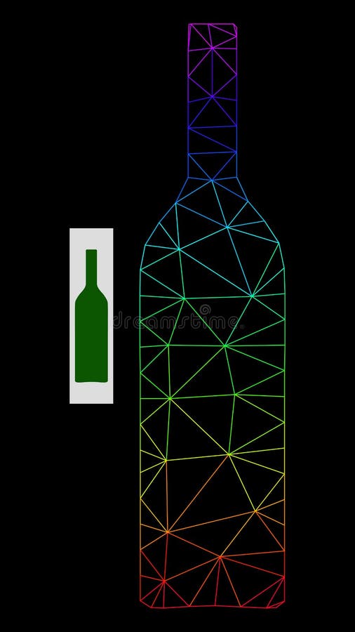 Rainbow Gradient Polygonal Net Wine Bottle Icon vector illustration