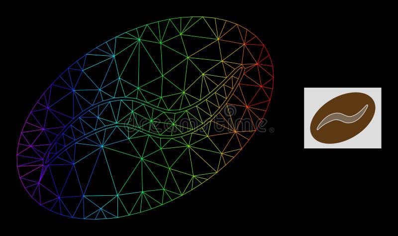 Rainbow Gradient Polygonal Mesh Coffee Bean Icon royalty free illustration
