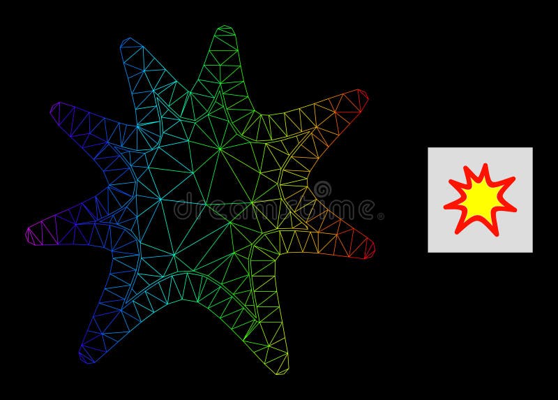 Rainbow Gradient Polygonal Mesh Exploding Boom Icon stock illustration