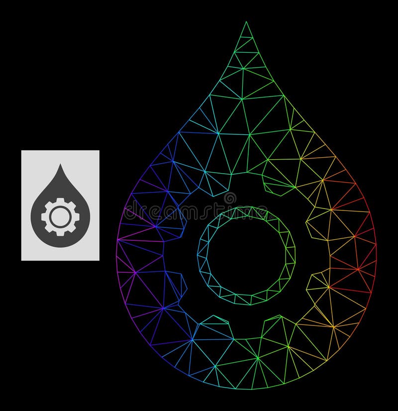 Rainbow Gradient Polygonal Mesh Oil Industry Gear Icon vector illustration