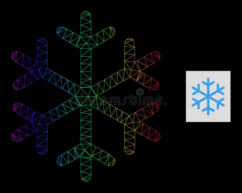 Rainbow Gradient Polygonal Mesh Snowflake Icon royalty free illustration
