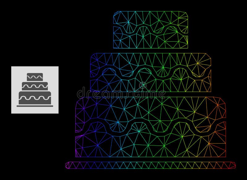 Rainbow Gradient Polygonal Net Cake Icon vector illustration