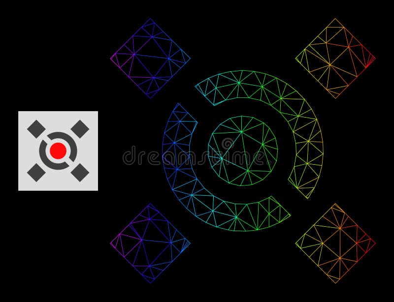 Rainbow Gradient Polygonal Net Central Link Icon royalty free illustration