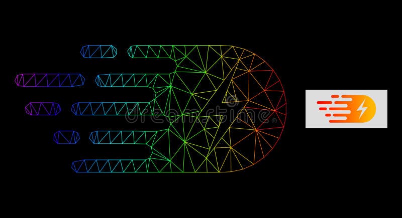 Rainbow Gradient Polygonal Net Electricity Icon stock illustration