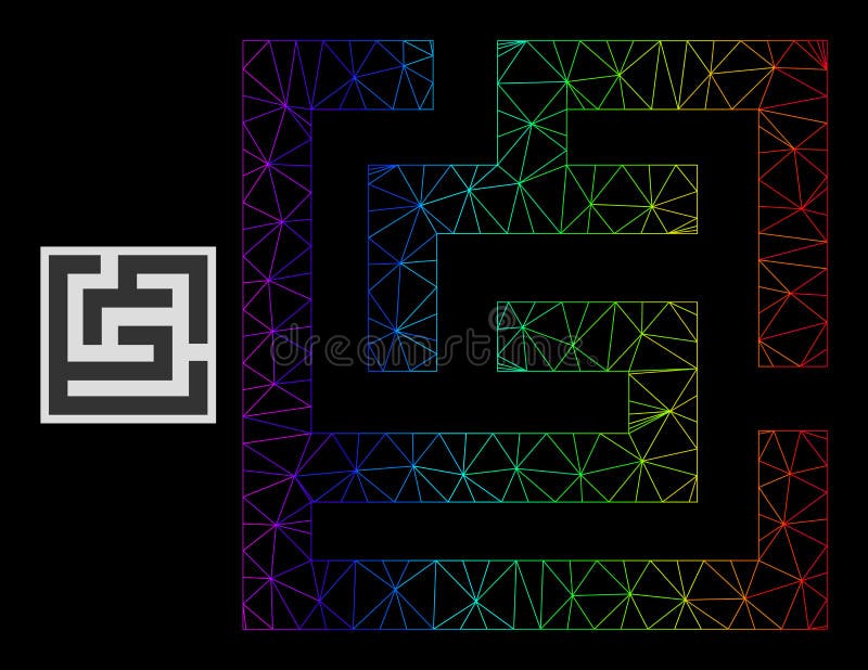 Rainbow Gradient Polygonal Net Labyrinth Icon vector illustration
