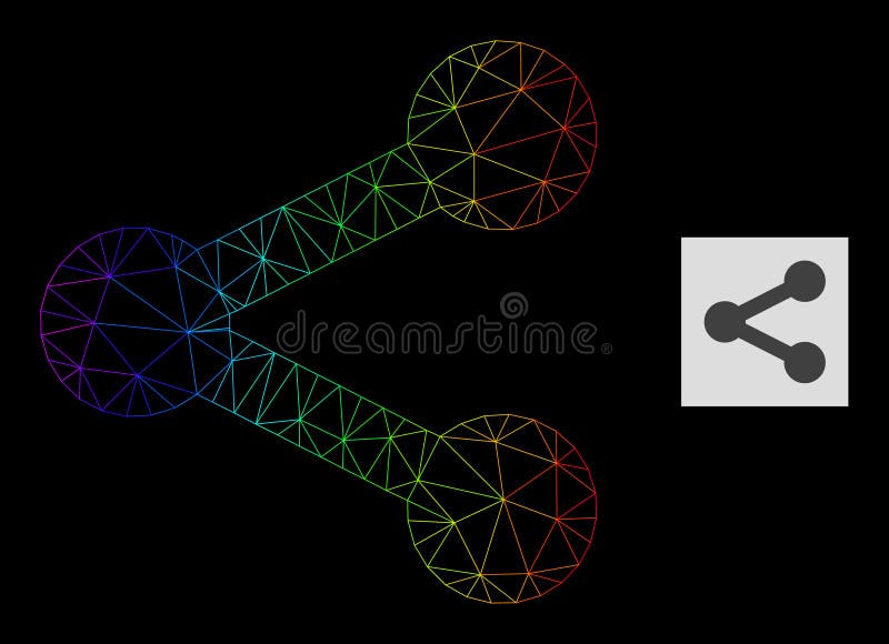 Rainbow Gradient Polygonal Net Share Icon stock illustration