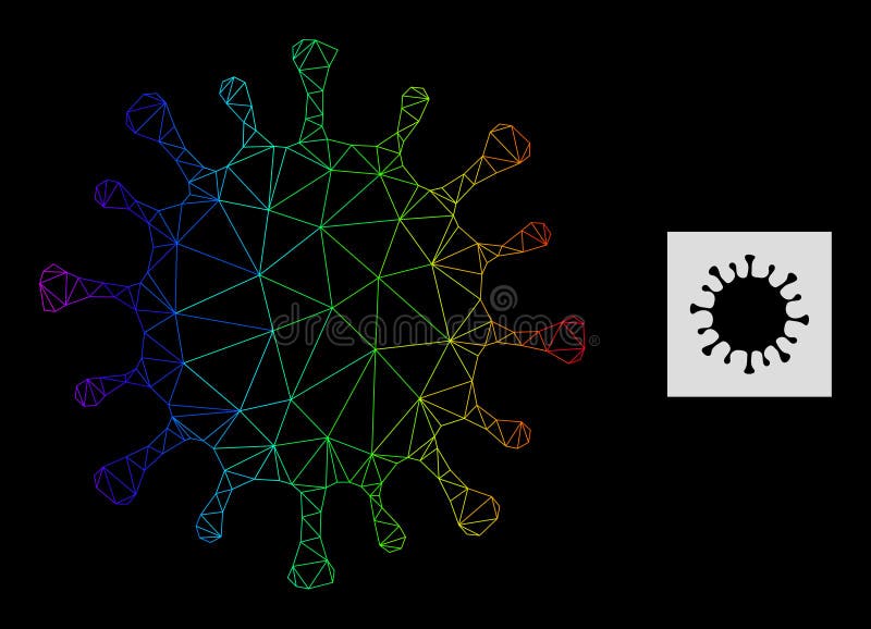 Rainbow Gradient Polygonal Network Coronavirus Icon vector illustration