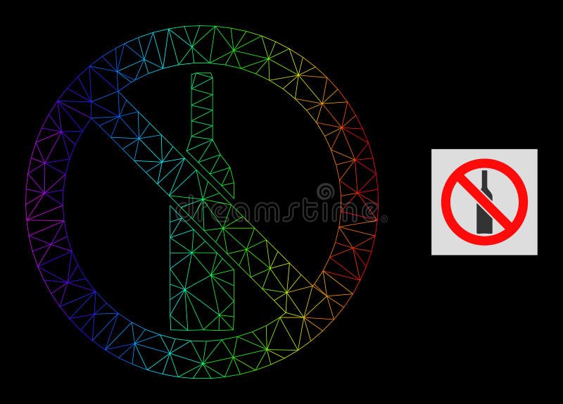 Rainbow Gradient Polygonal Network Forbidden Alcohol Icon vector illustration