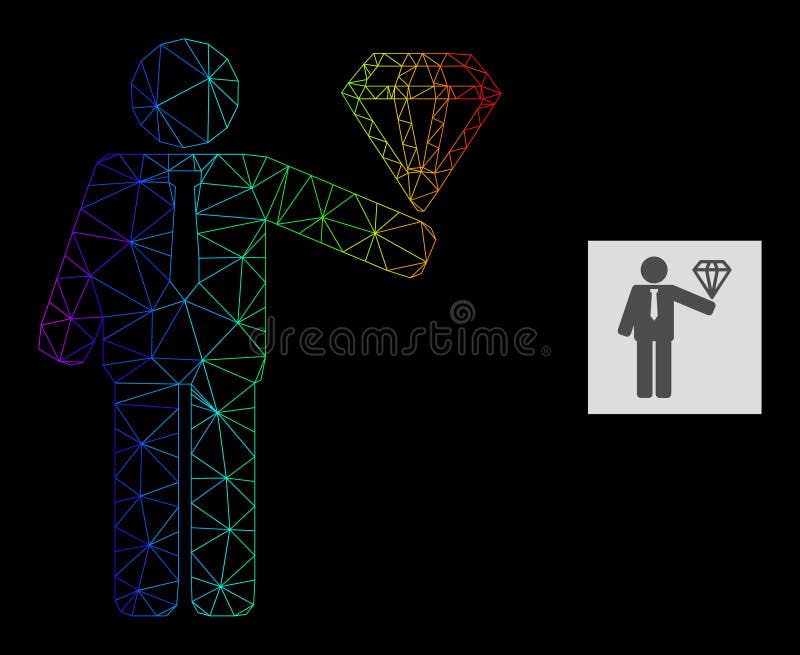 Rainbow Gradient Polygonal Network Groom Diamond Icon royalty free illustration
