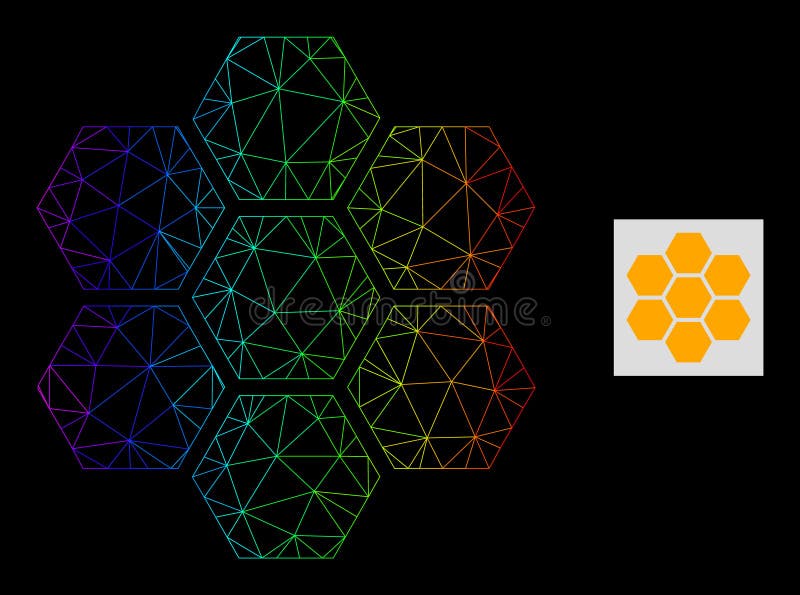 Rainbow Gradient Polygonal Network Honeycombs Icon vector illustration