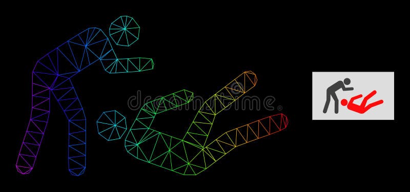 Rainbow Gradient Polygonal Network Judo Struggle Icon royalty free illustration