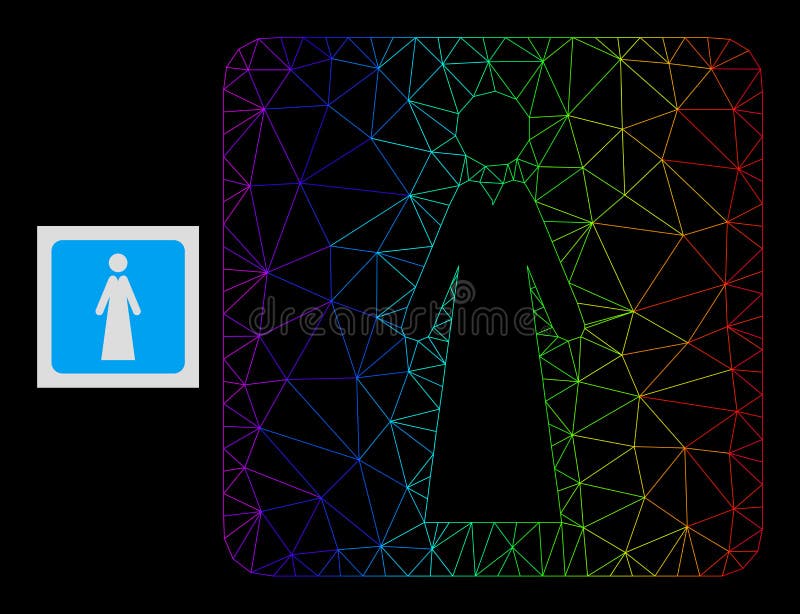 Rainbow Gradient Polygonal Network Lady Icon vector illustration