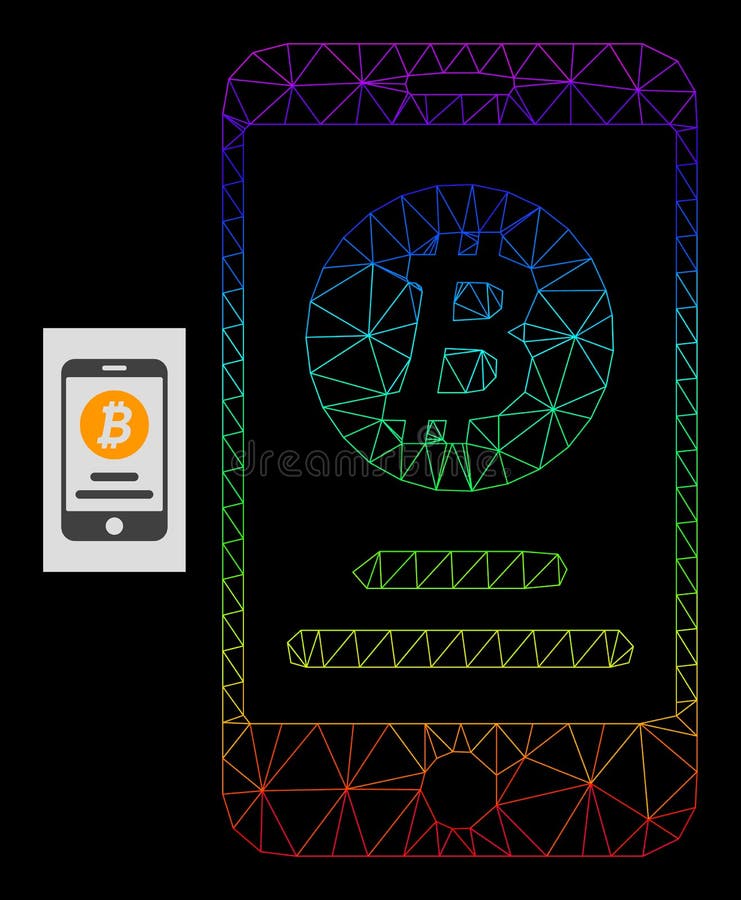 Rainbow Gradient Polygonal Network Mobile Bitcoin Account Icon royalty free illustration