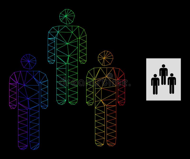 Rainbow Gradient Polygonal Network People Icon royalty free illustration