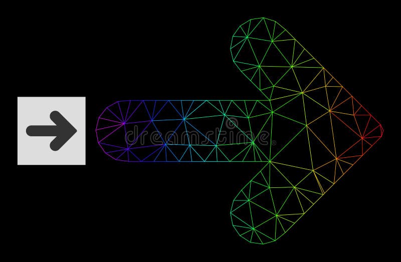 Rainbow Gradient Polygonal Network Right Direction Icon royalty free illustration