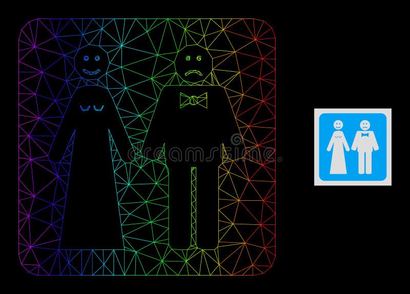 Rainbow Gradient Polygonal Network Wedding Emotions Icon royalty free illustration