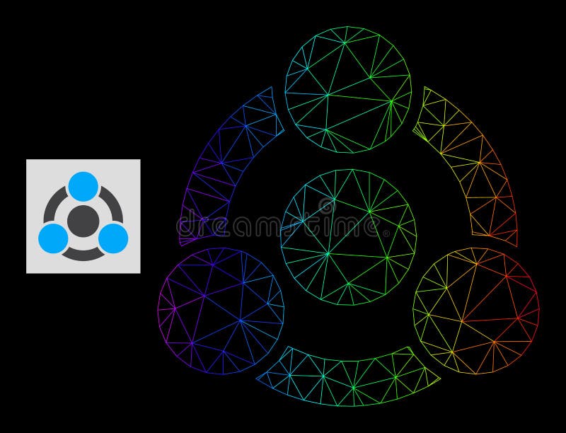 Rainbow Gradiented Polygonal Mesh Collaboration Icon stock illustration