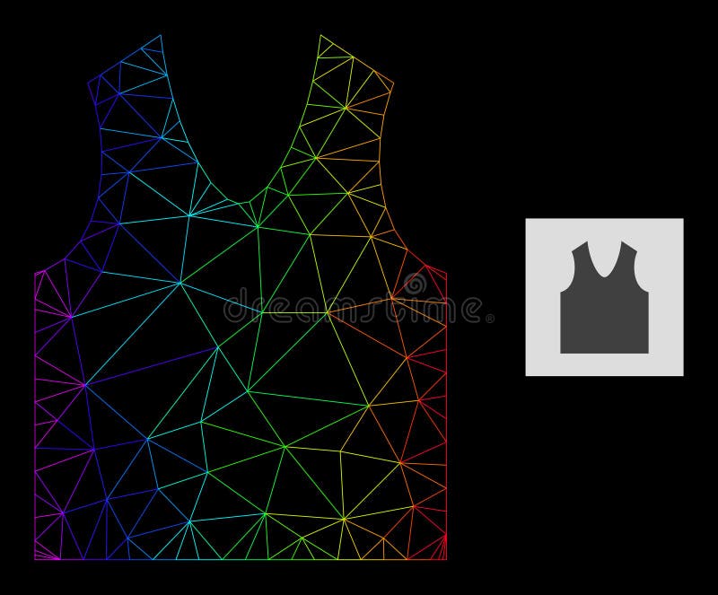Rainbow Gradiented Polygonal Mesh Gilet Icon stock illustration