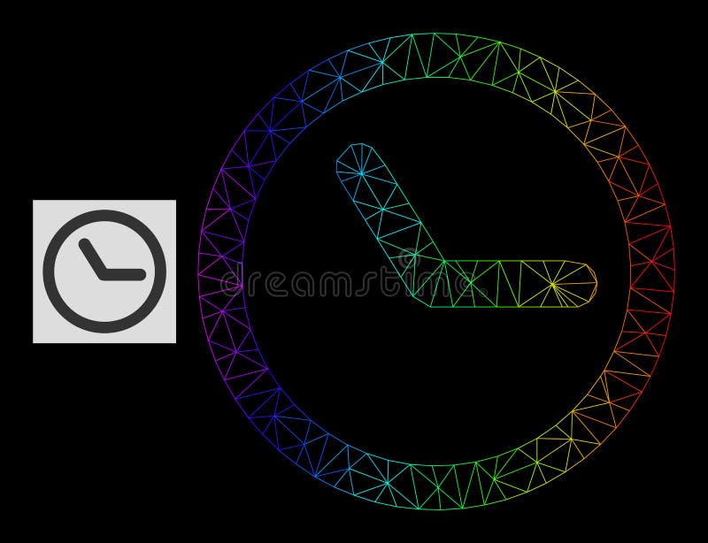 Rainbow Gradiented Polygonal Net Clock Icon vector illustration
