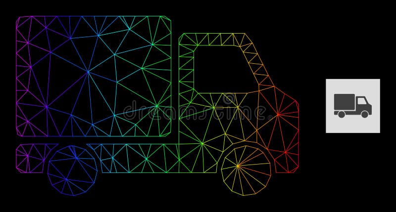 Rainbow Gradiented Polygonal Net Delivery Car Icon royalty free illustration