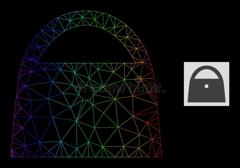 Rainbow Gradiented Polygonal Net Lady Bag Icon royalty free illustration