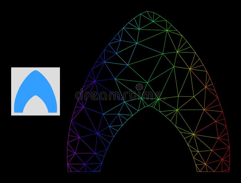 Rainbow Gradiented Polygonal Network Igloo Home Icon royalty free illustration