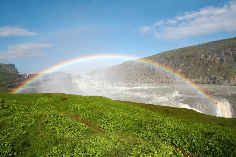 Rainbow on Gulfoss waterfall