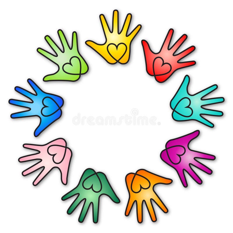 Rainbow heart hands vector illustration