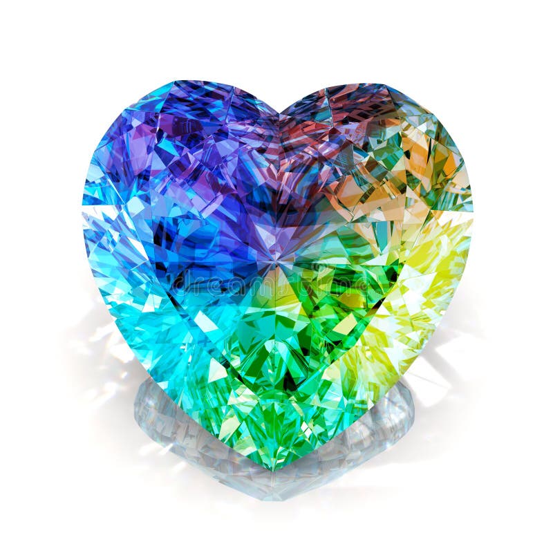 Rainbow Heart Shape Diamond Beautiful Shape Emerald Image With Reflective Surface Render Brilliant Jewelry Stock Image Stock Illustration Illustration Of Earrings Circle