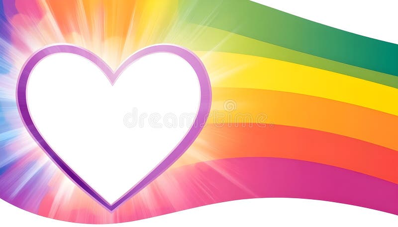 Rainbow-Herz-Licht Berst Himmel Hintergrund schöne romantische ätherische Wolkenlandschaft mit einem pulsierenden Licht Bersten li stockbild