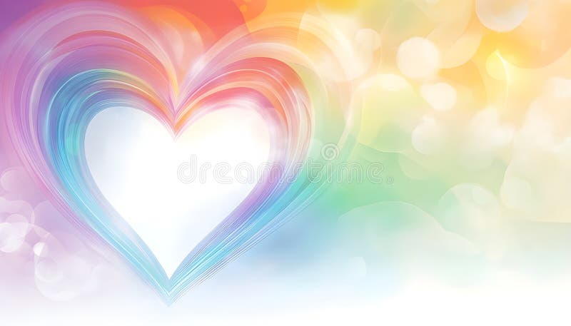 Rainbow-Herz-Licht Berst Himmel Hintergrund schöne romantische ätherische Wolkenlandschaft mit einem pulsierenden Licht Bersten li lizenzfreie stockbilder