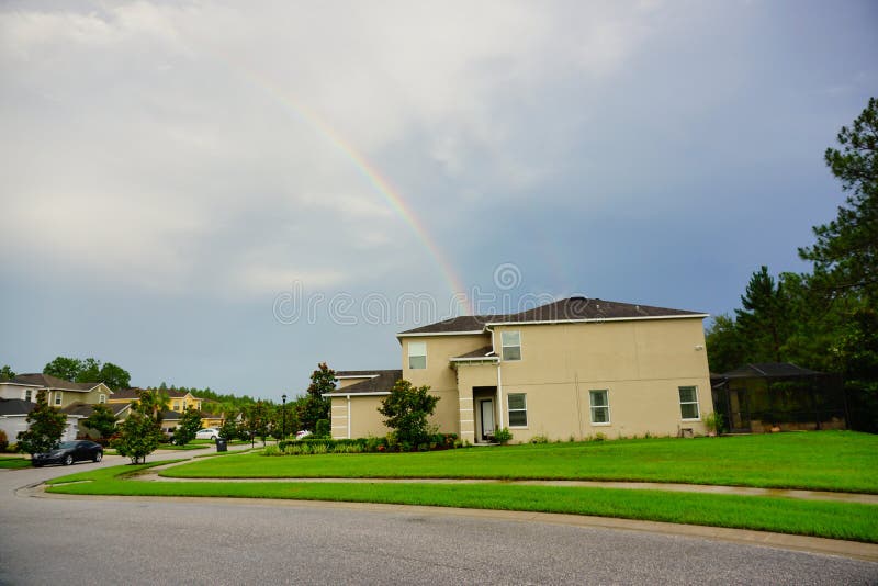 Rainbow and House in Florida Stock Image Image of neighborhood, dwelling 94513493