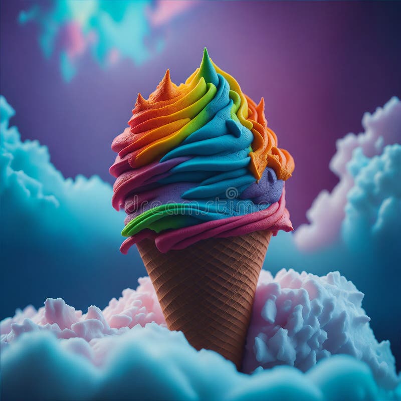 Rainbow Ice Cream Cone Stock Illustrations 1,565 Rainbow Ice Cream