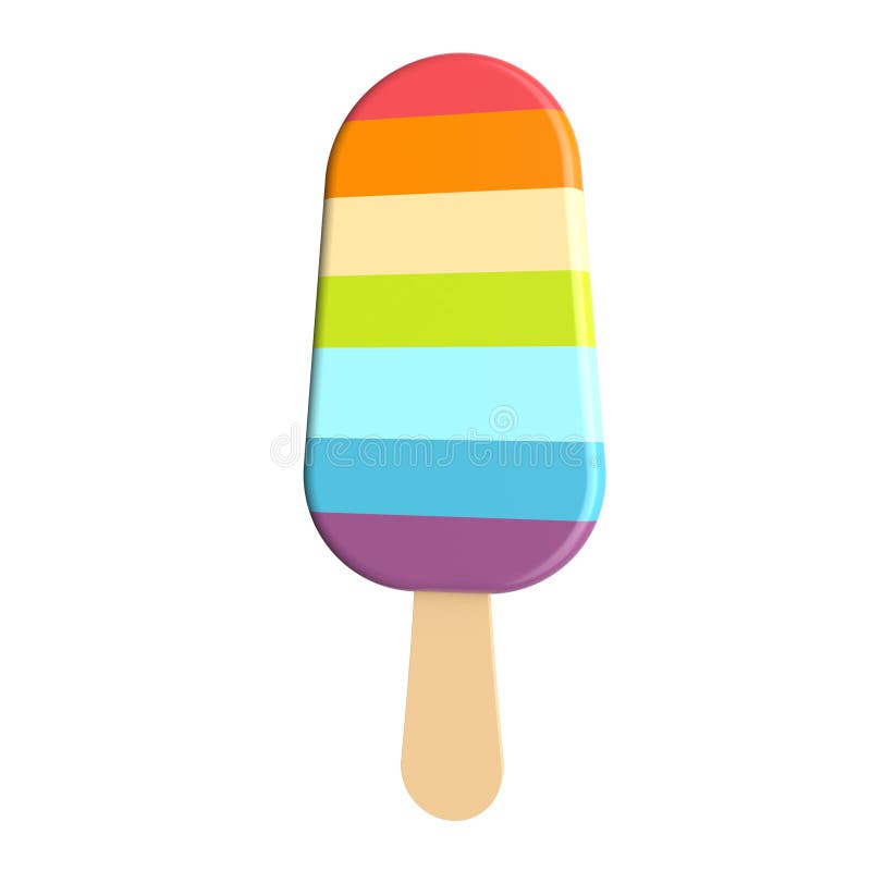Rainbow Ice Cream on a Stick. 3d Rendering Stock Illustration