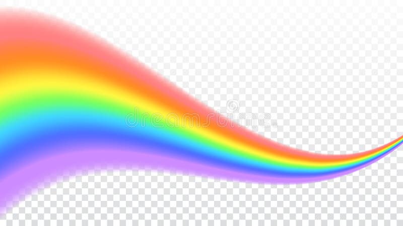 Rainbow icon. Shape wave realistic isolated on white transparent background. Colorful light and bright design element