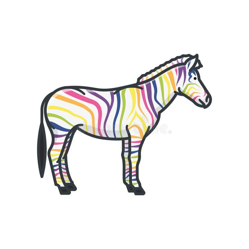 Rainbow kolorowe zebra wyizolowana ilustracja wektora ilustracja wektor