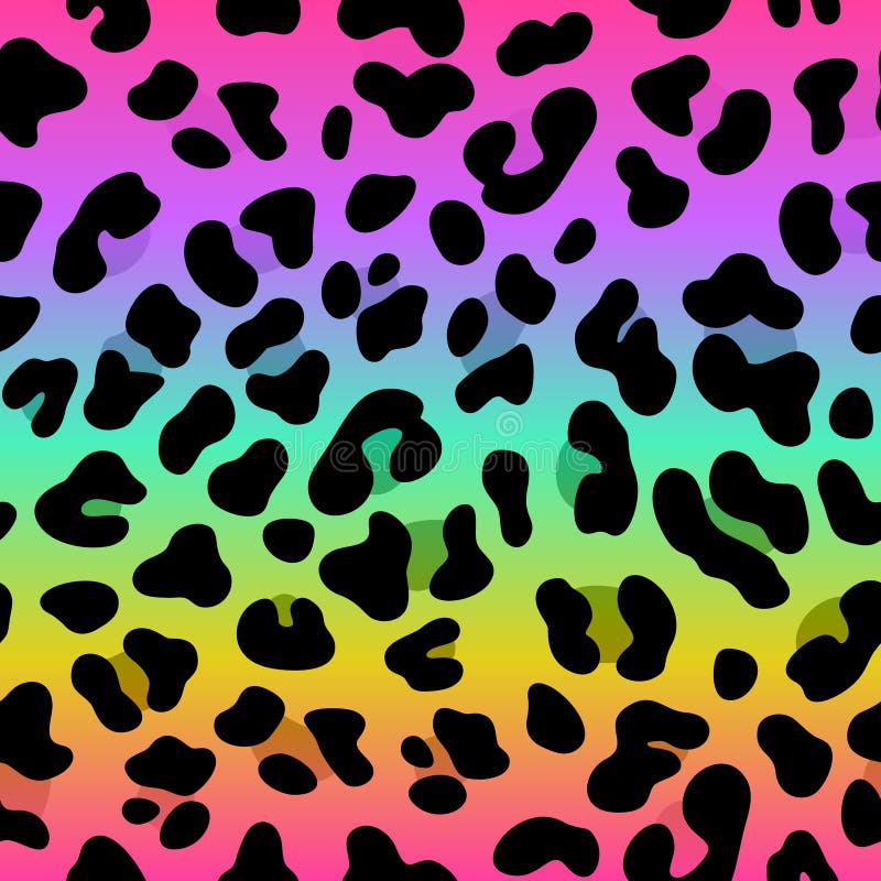 Rainbow Leopard Vector Seamless Pattern. Neon Gradient Stock Vector -  Illustration of jaguar, ombre: 217776775