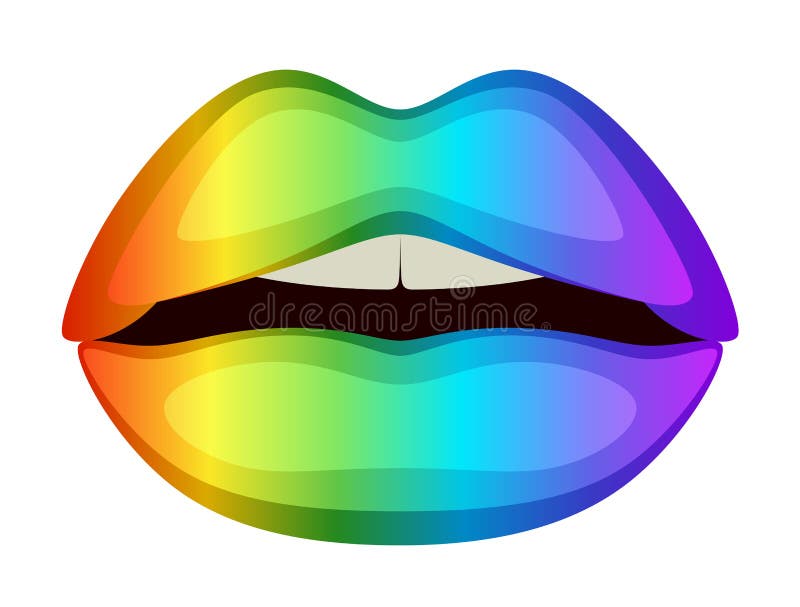 Rainbow lips stock illustration. Illustration of desire - 4984774