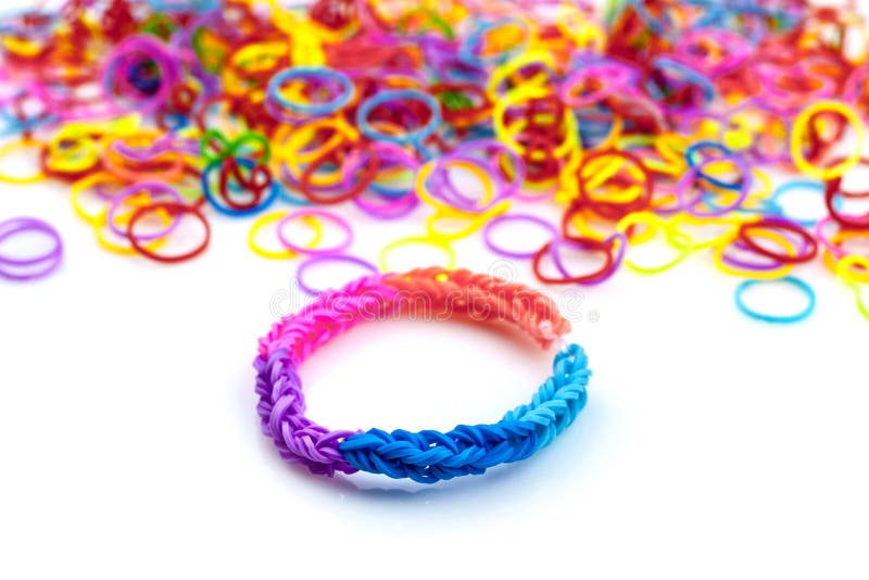Colorful Rainbow Loom Bracelet Rubber Bands Fashion Close Up Stock, Loom  Rubber Bands
