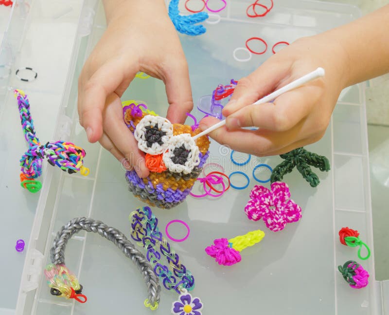 Rainbow Loom Colored Rubber Bands for Weaving Accessories Stock Image