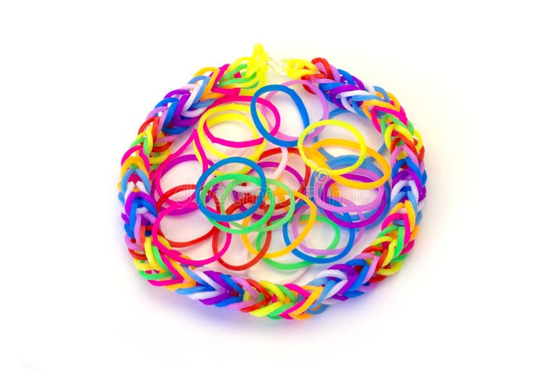 Rainbow Loom Colored Rubber Bands for Weaving Accessories Stock Photo