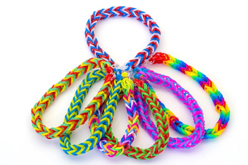Rainbow Loom Colored Rubber Bands for Weaving Accessories Stock Image