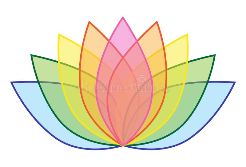 Rainbow Lotus Flower Icon Logo on White Background Illustration 1