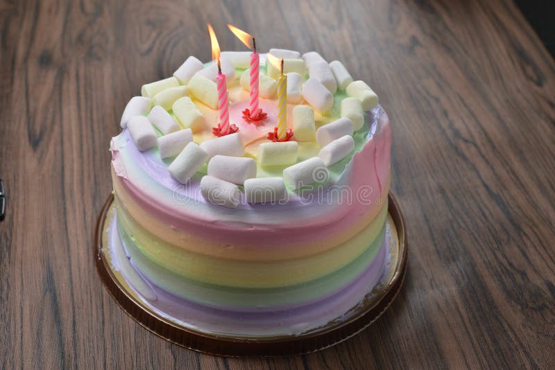 Rainbow marshmallow cake stock image. Image of creamy 89901137