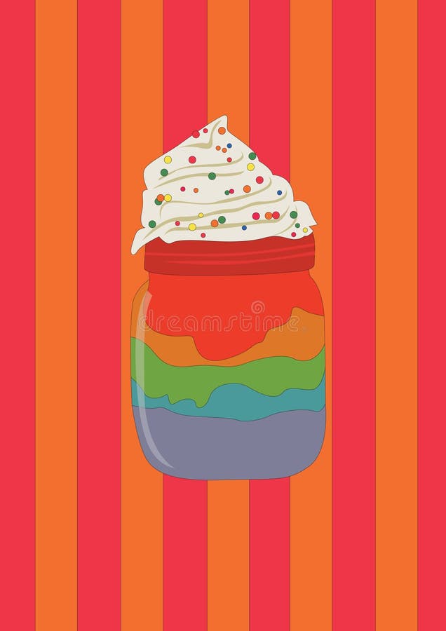Rainbow milkshake with cream. Vector illustration decorative design royalty free illustration