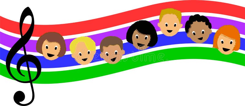 Rainbow Music Children/ai stock illustration