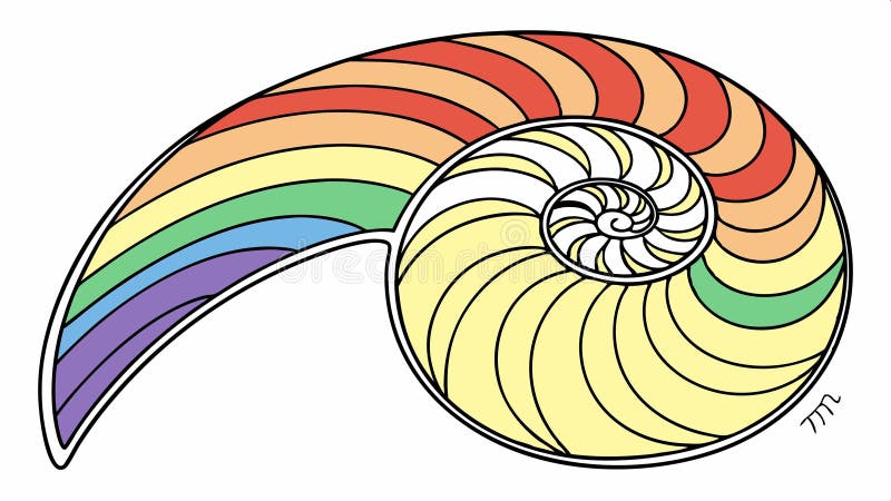 Rainbow nautilus shell, vibrant nature vector design Generative AI stock illustration