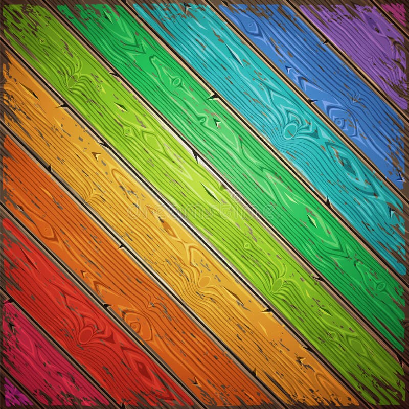 Rainbow Old Wooden Painted Wall Stock Vector Illustration of pattern