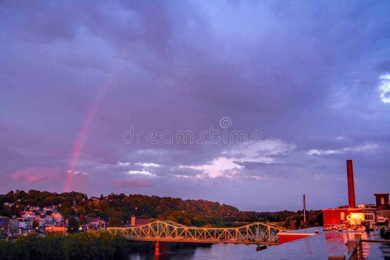 Rainbow over the Merrimack stock image. Image of merrimack 56331741