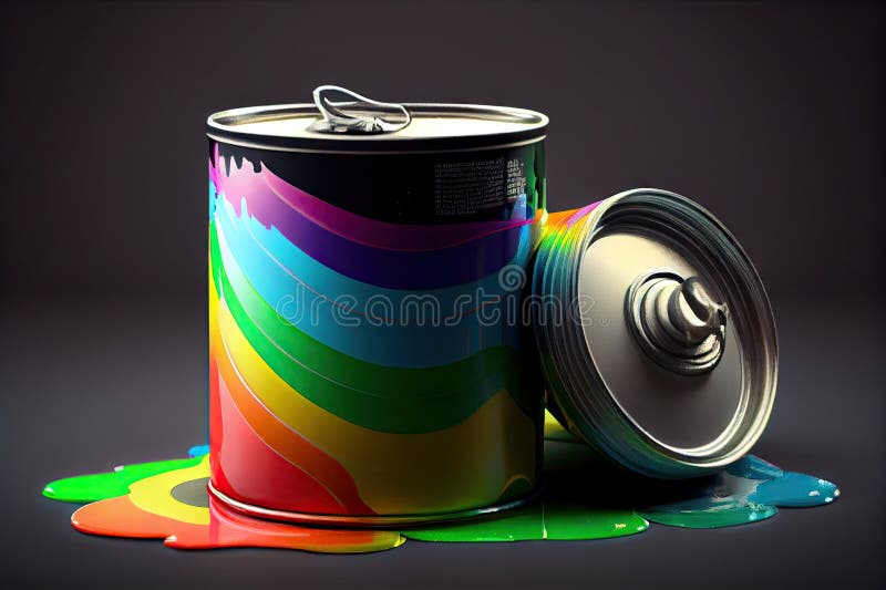 A rainbow paint can with a spray top, ready for use. stock illustration